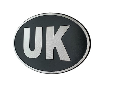 UK Badge - Silver on Black