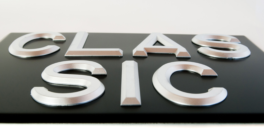 Raised Silver on Black Alloy Plates